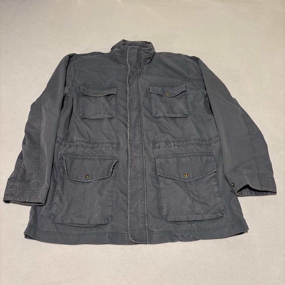 LL‎ Bean Mens Field Jacket XL Grey Blue Utility Barn Coat Distressed Rugged